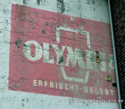 Olympia Fruchtsaftgetränk, Fassadenwerbung, Düsseldorf, Getränkewerbung, Saarfürst, Brauerei, Merzig